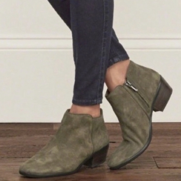 Sam Edelman Petty Green Womens Suede Heels Boots shoes sz 8 - Picture 1 of 13